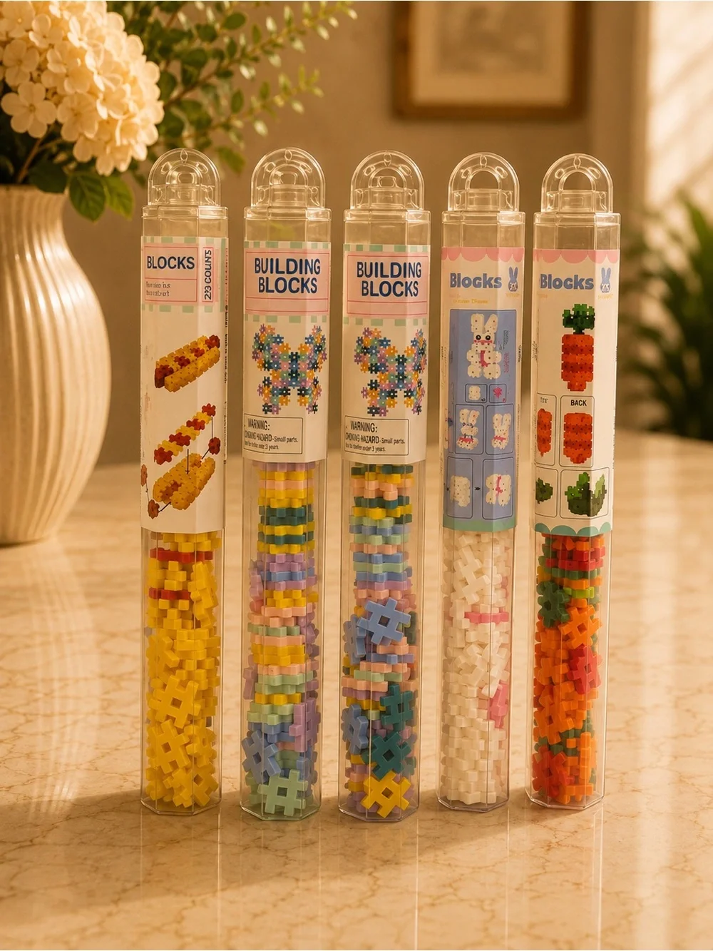 Building Blocks Tube Set - Pastel & Bright Colors
